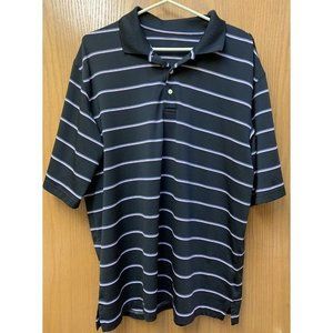 Bolle’ Polo Mens Large Short Sleeve Black  Striped Polyester‎ Blend Sport Golf